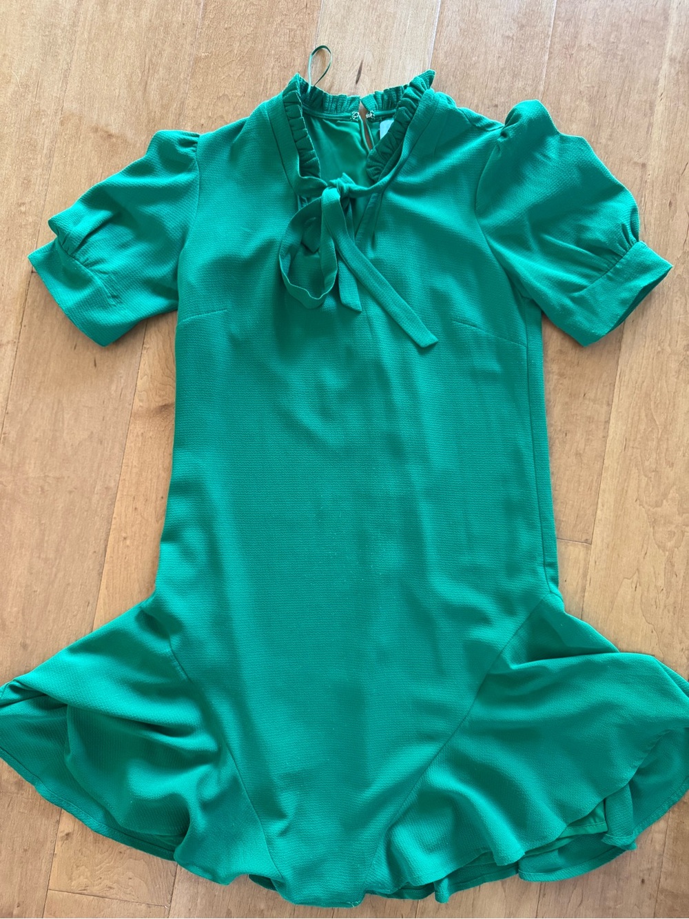 CeCe Emerald Green Ruffle Neck Blouse